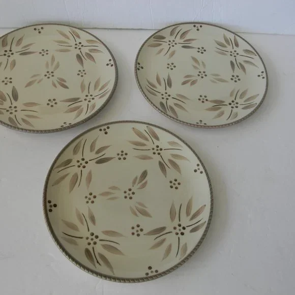 NEW TEMP-TATIONS OLD WORLD TAUPE 3 PIECE/SET SALAD PLATES 8"ROUND - Picture 3 of 3